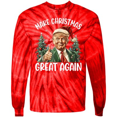 Make Christmas Great Again Donald Trump Funny Holiday Tie-Dye Long Sleeve Shirt