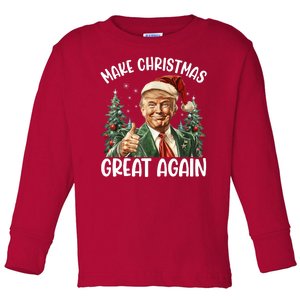 Make Christmas Great Again Donald Trump Funny Holiday Toddler Long Sleeve Shirt