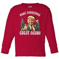 Make Christmas Great Again Donald Trump Funny Holiday Toddler Long Sleeve Shirt