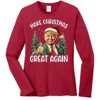 Make Christmas Great Again Donald Trump Funny Holiday Ladies Long Sleeve Shirt