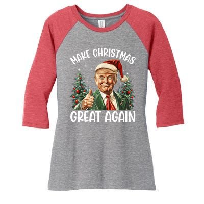 Make Christmas Great Again Donald Trump Funny Holiday Women's Tri-Blend 3/4-Sleeve Raglan Shirt