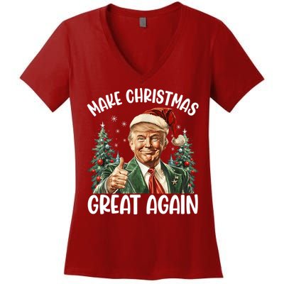 Make Christmas Great Again Donald Trump Funny Holiday Women's V-Neck T-Shirt