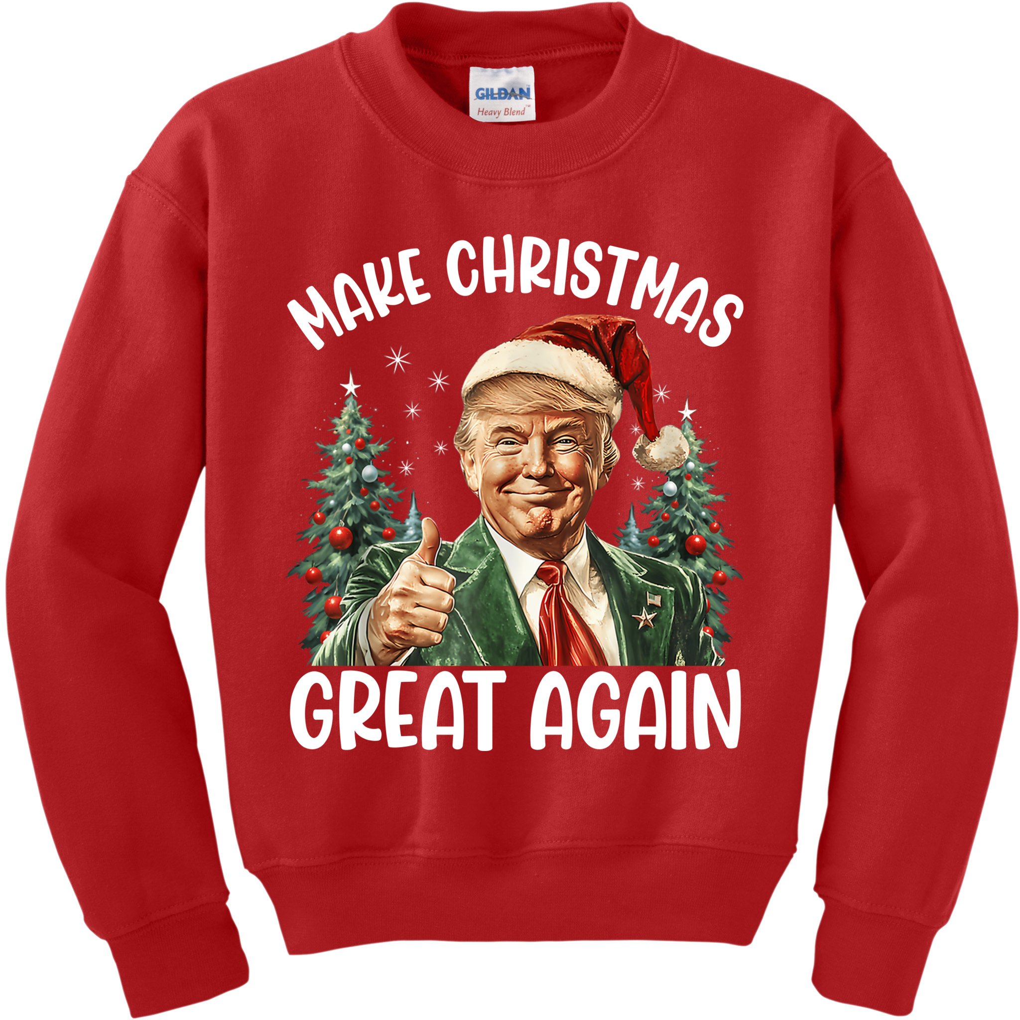Make Christmas Great Again Donald Trump Funny Holiday Kids Sweatshirt