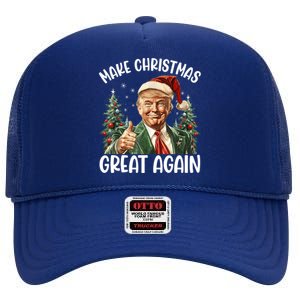 Make Christmas Great Again Donald Trump Funny Holiday High Crown Mesh Back Trucker Hat