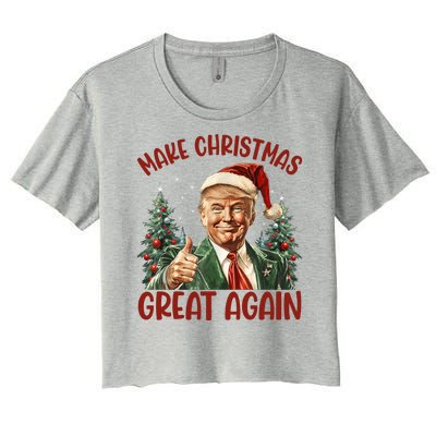 Make Christmas Great Again Donald Trump Funny Holiday Women's Crop Top Tee