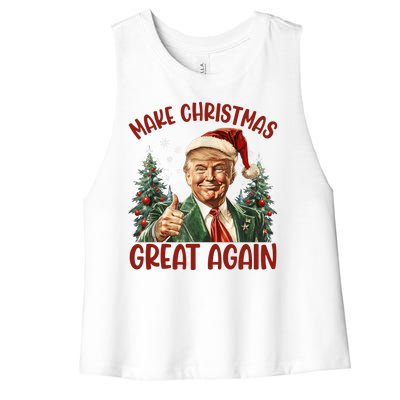 Make Christmas Great Again Donald Trump Funny Holiday Women's Racerback Cropped Tank