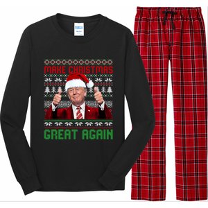 Make Christmas Great Again Santa Trump 2024 Ugly Great Gift Long Sleeve Pajama Set