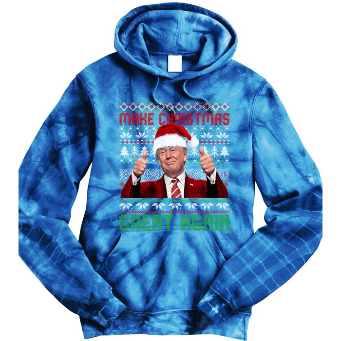 Make Christmas Great Again Santa Trump 2024 Ugly Great Gift Tie Dye Hoodie