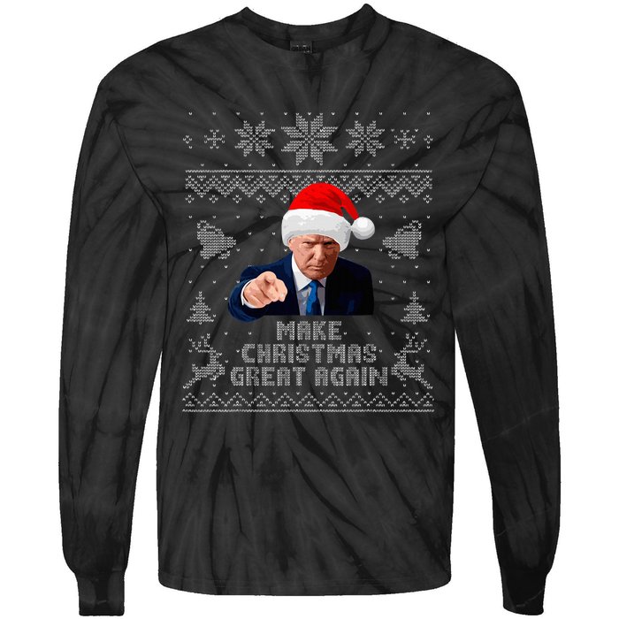 Make Christmas Great Again Donald Trump Holiday Tie-Dye Long Sleeve Shirt