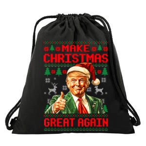 Make Christmas Great Again Xmas Trump Santa Ugly Drawstring Bag