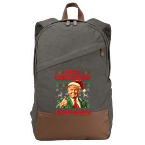 Make Christmas Great Again Xmas Trump Santa Ugly Cotton Canvas Backpack