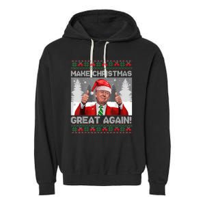 Make Christmas Great Again Funny Trump Pajamas Ugly Sweater Garment-Dyed Fleece Hoodie