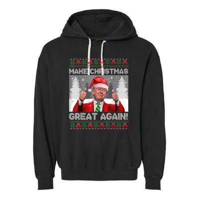 Make Christmas Great Again Funny Trump Pajamas Ugly Sweater Garment-Dyed Fleece Hoodie