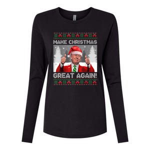 Make Christmas Great Again Funny Trump Pajamas Ugly Sweater Womens Cotton Relaxed Long Sleeve T-Shirt