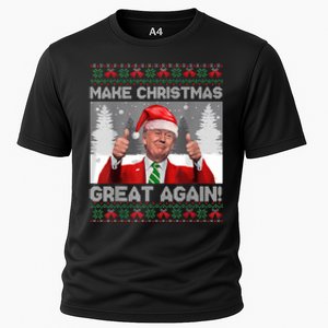 Make Christmas Great Again Funny Trump Pajamas Ugly Sweater Cooling Performance Crew T-Shirt