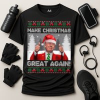 Make Christmas Great Again Funny Trump Pajamas Ugly Sweater Cooling Performance Crew T-Shirt