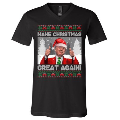 Make Christmas Great Again Funny Trump Pajamas Ugly Sweater V-Neck T-Shirt