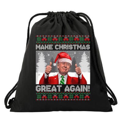 Make Christmas Great Again Funny Trump Pajamas Ugly Sweater Drawstring Bag