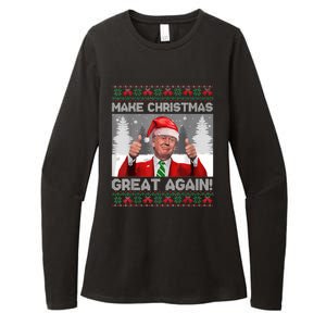 Make Christmas Great Again Funny Trump Pajamas Ugly Sweater Womens CVC Long Sleeve Shirt