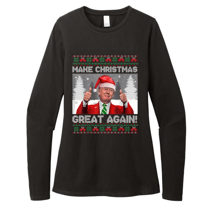 Make Christmas Great Again Funny Trump Pajamas Ugly Sweater Womens CVC Long Sleeve Shirt