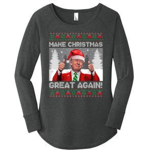 Make Christmas Great Again Funny Trump Pajamas Ugly Sweater Women's Perfect Tri Tunic Long Sleeve Shirt