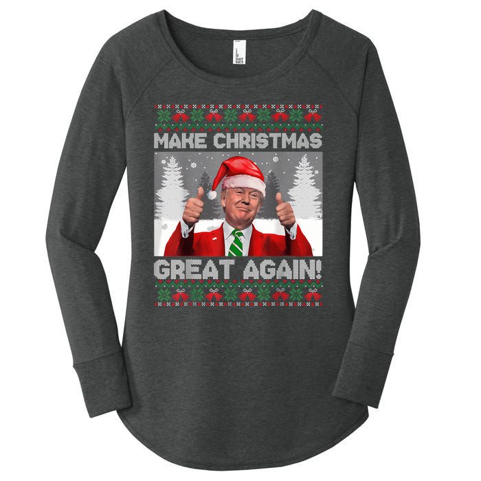 Make Christmas Great Again Funny Trump Pajamas Ugly Sweater Women's Perfect Tri Tunic Long Sleeve Shirt