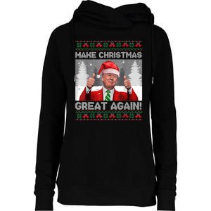 Make Christmas Great Again Funny Trump Pajamas Ugly Sweater Womens Funnel Neck Pullover Hood