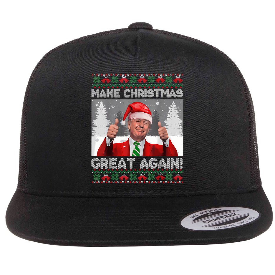 Make Christmas Great Again Funny Trump Pajamas Ugly Sweater Flat Bill Trucker Hat