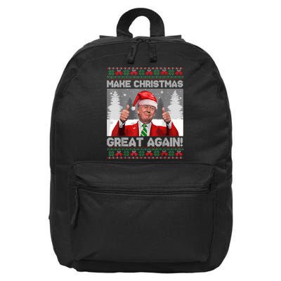 Make Christmas Great Again Funny Trump Pajamas Ugly Sweater 16 in Basic Backpack
