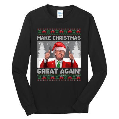 Make Christmas Great Again Funny Trump Pajamas Ugly Sweater Tall Long Sleeve T-Shirt