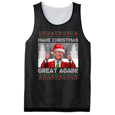 Make Christmas Great Again Funny Trump Pajamas Ugly Sweater Mesh Reversible Basketball Jersey Tank