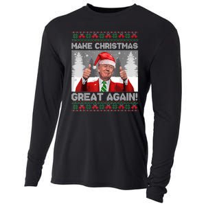 Make Christmas Great Again Funny Trump Pajamas Ugly Sweater Cooling Performance Long Sleeve Crew