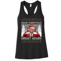 Make Christmas Great Again Funny Trump Pajamas Ugly Sweater Women's Racerback Tank