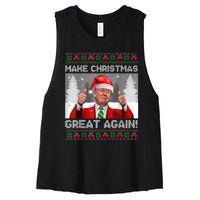 Make Christmas Great Again Funny Trump Pajamas Ugly Sweater Women's Racerback Cropped Tank