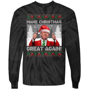 Make Christmas Great Again Funny Trump Pajamas Ugly Sweater Tie-Dye Long Sleeve Shirt