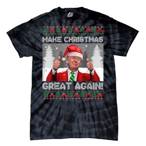 Make Christmas Great Again Funny Trump Pajamas Ugly Sweater Tie-Dye T-Shirt