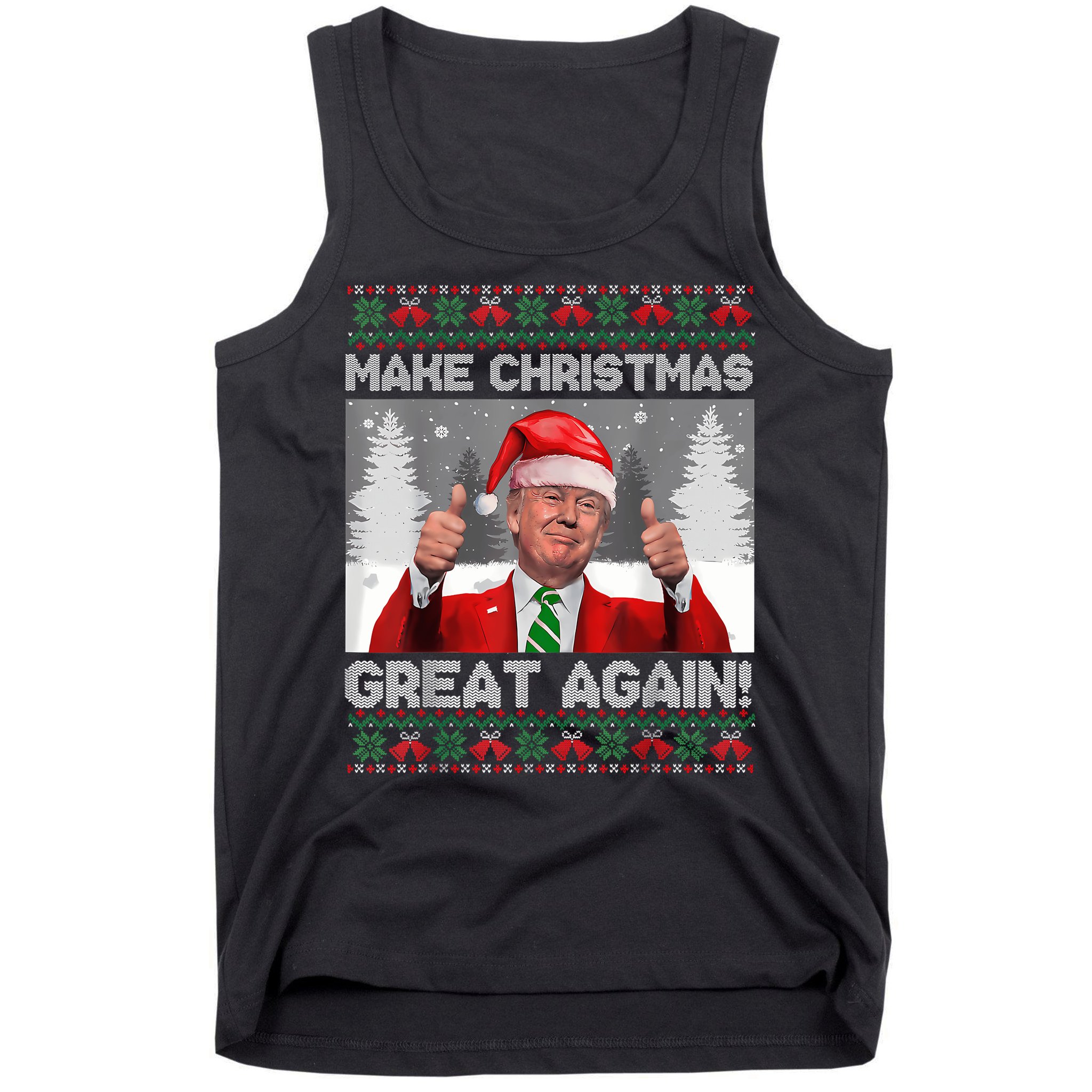 Make Christmas Great Again Funny Trump Pajamas Ugly Sweater Tank Top
