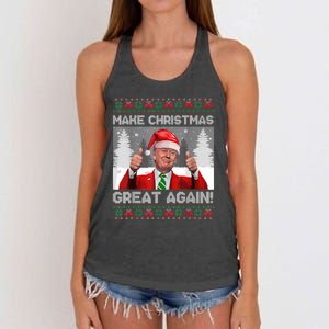 Make Christmas Great Again Funny Trump Pajamas Ugly Sweater Women's Knotted Racerback Tank