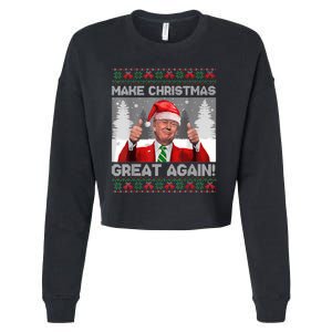 Make Christmas Great Again Funny Trump Pajamas Ugly Sweater Cropped Pullover Crew