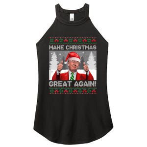 Make Christmas Great Again Funny Trump Pajamas Ugly Sweater Women's Perfect Tri Rocker Tank