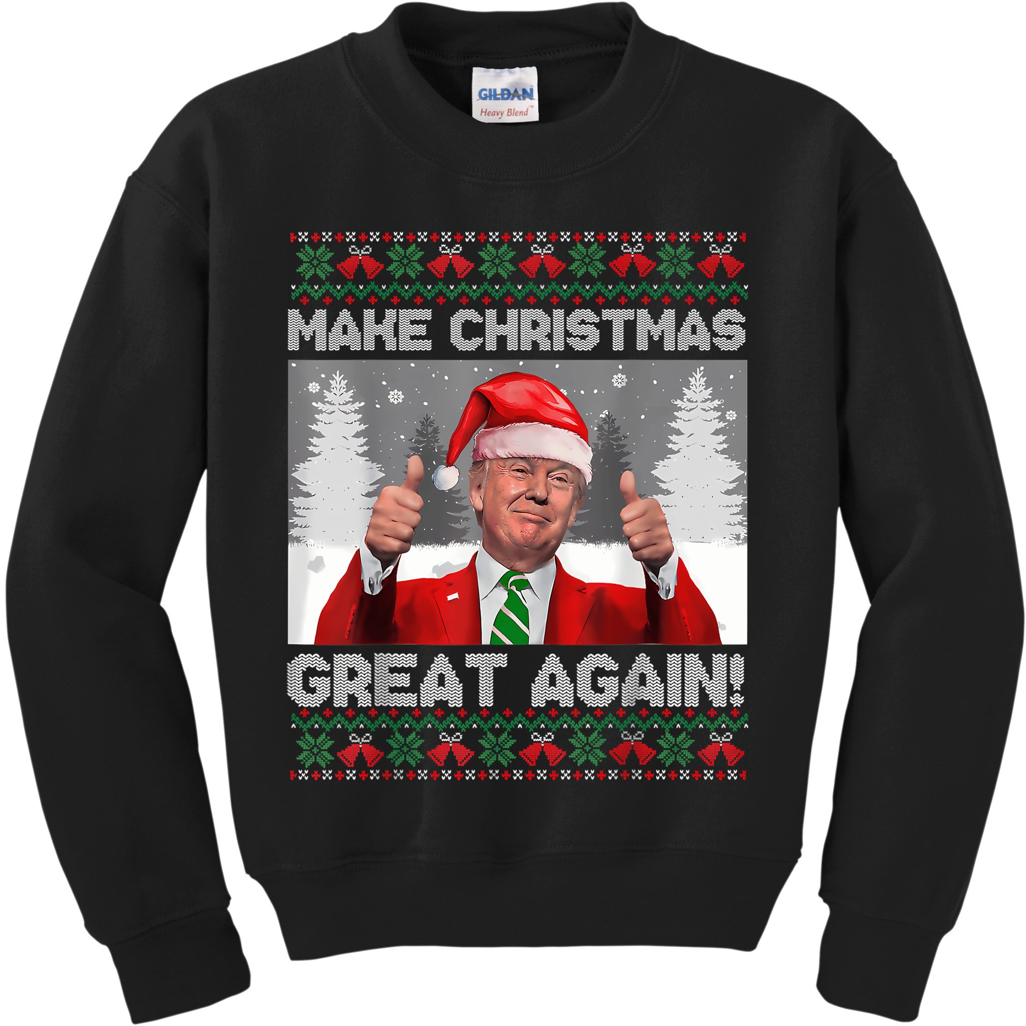 Make Christmas Great Again Funny Trump Pajamas Ugly Sweater Kids Sweatshirt