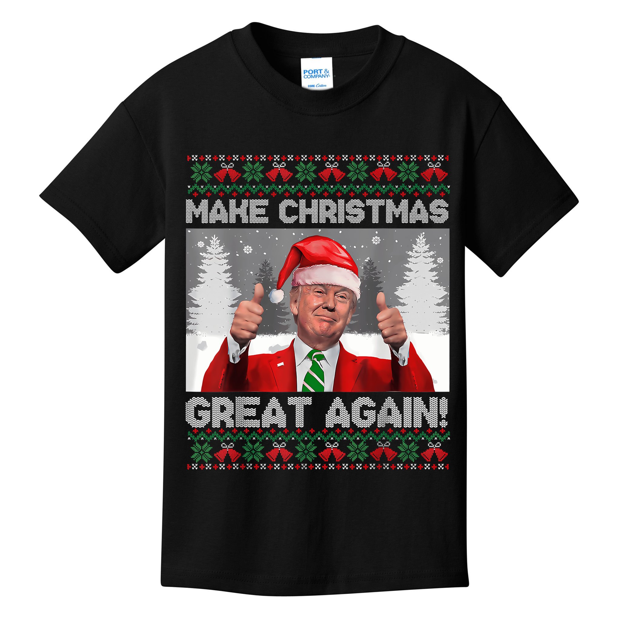 Make Christmas Great Again Funny Trump Pajamas Ugly Sweater Kids T-Shirt