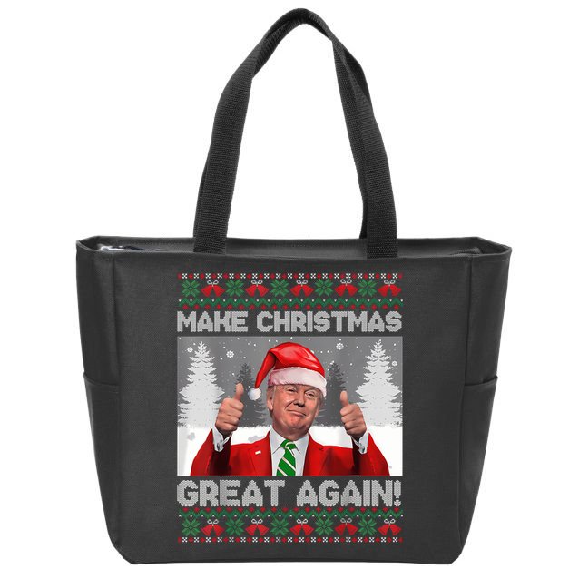 Make Christmas Great Again Funny Trump Pajamas Ugly Sweater Zip Tote Bag