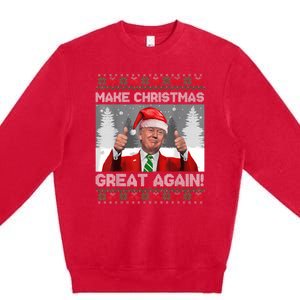 Make Christmas Great Again Funny Trump Pajamas Ugly Sweater Premium Crewneck Sweatshirt