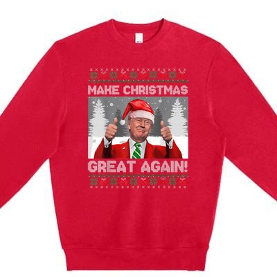 Make Christmas Great Again Funny Trump Pajamas Ugly Sweater Premium Crewneck Sweatshirt