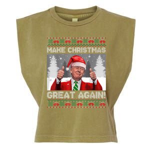 Make Christmas Great Again Funny Trump Pajamas Ugly Sweater Garment-Dyed Women's Muscle Tee