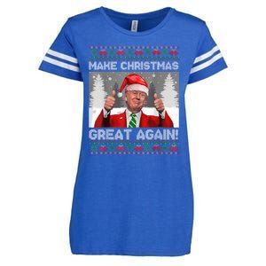 Make Christmas Great Again Funny Trump Pajamas Ugly Sweater Enza Ladies Jersey Football T-Shirt