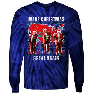 Make Christmas Great Again Trump Pajamas Ugly (11) Tie-Dye Long Sleeve Shirt