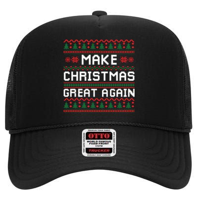 Make Christmas Great Again Trump 2024 Christmas High Crown Mesh Back Trucker Hat