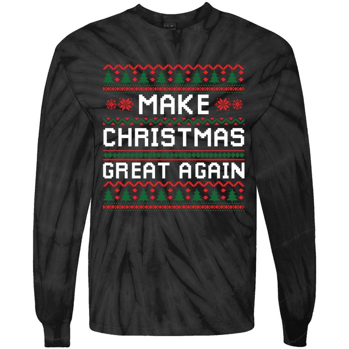 Make Christmas Great Again Trump 2024 Christmas Tie-Dye Long Sleeve Shirt